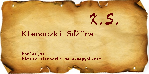 Klenoczki Sára névjegykártya